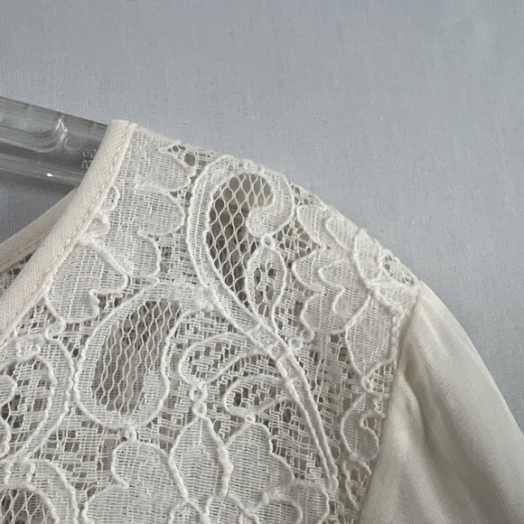 Maurices Lace Top Womens XL Sheer Ivory Fairy Blouse Boho Feminine Romantic - Picture 3 of 13